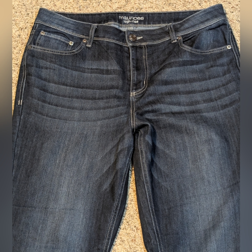 Maurice’s High Rise Dark Medium Wash Jeans SZ 16 Long - Picture 6 of 10